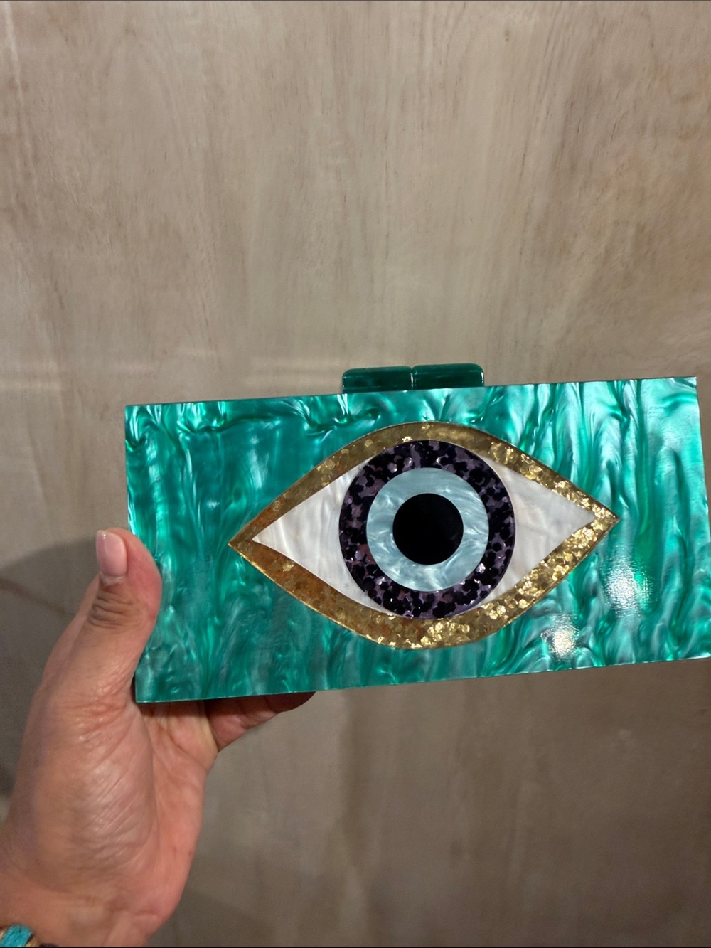 Emerald Evil Eye Resin Clutch - Fashion Accessory